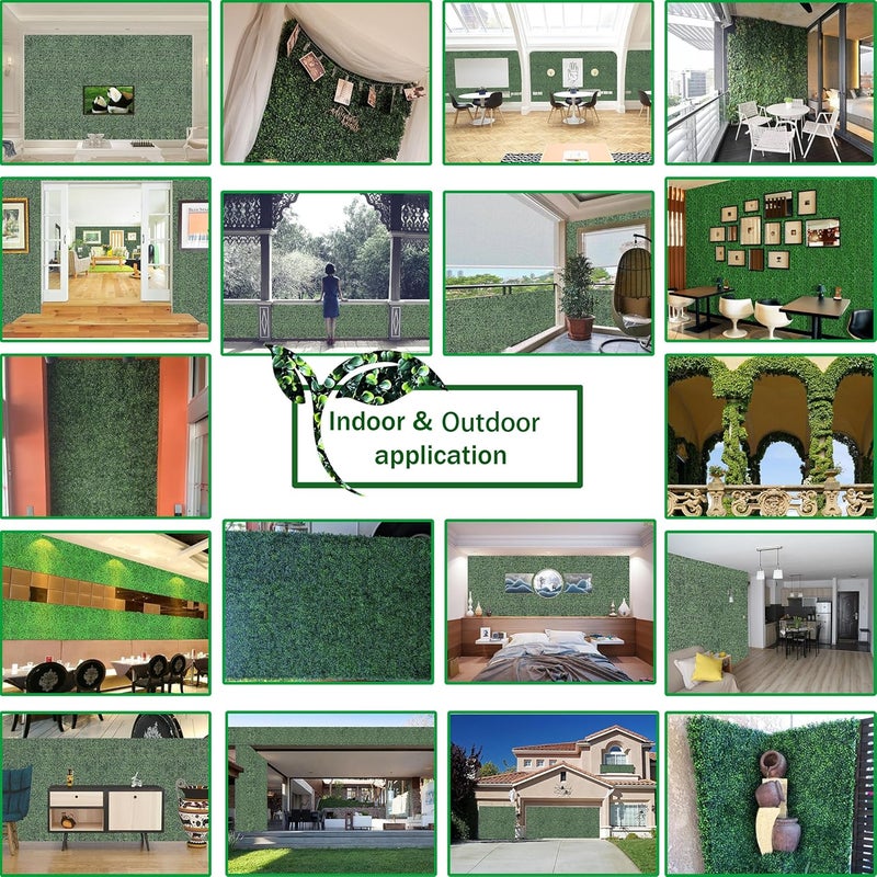 ODTORY Artificial Grass Wall Backdrop Panels,10 X 10 in 12P(8.4 sqft) UV-Anti Greenery Boxwood Panels for Indoor Outdoor Green Wall Decor & Ivy Fence Covering Privacy - Image 5